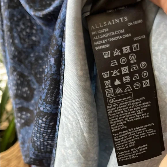 ALL SAINTS Hadley Tamara Snakeskin Print Blue Cami Size 10 - Picture 5 of 5